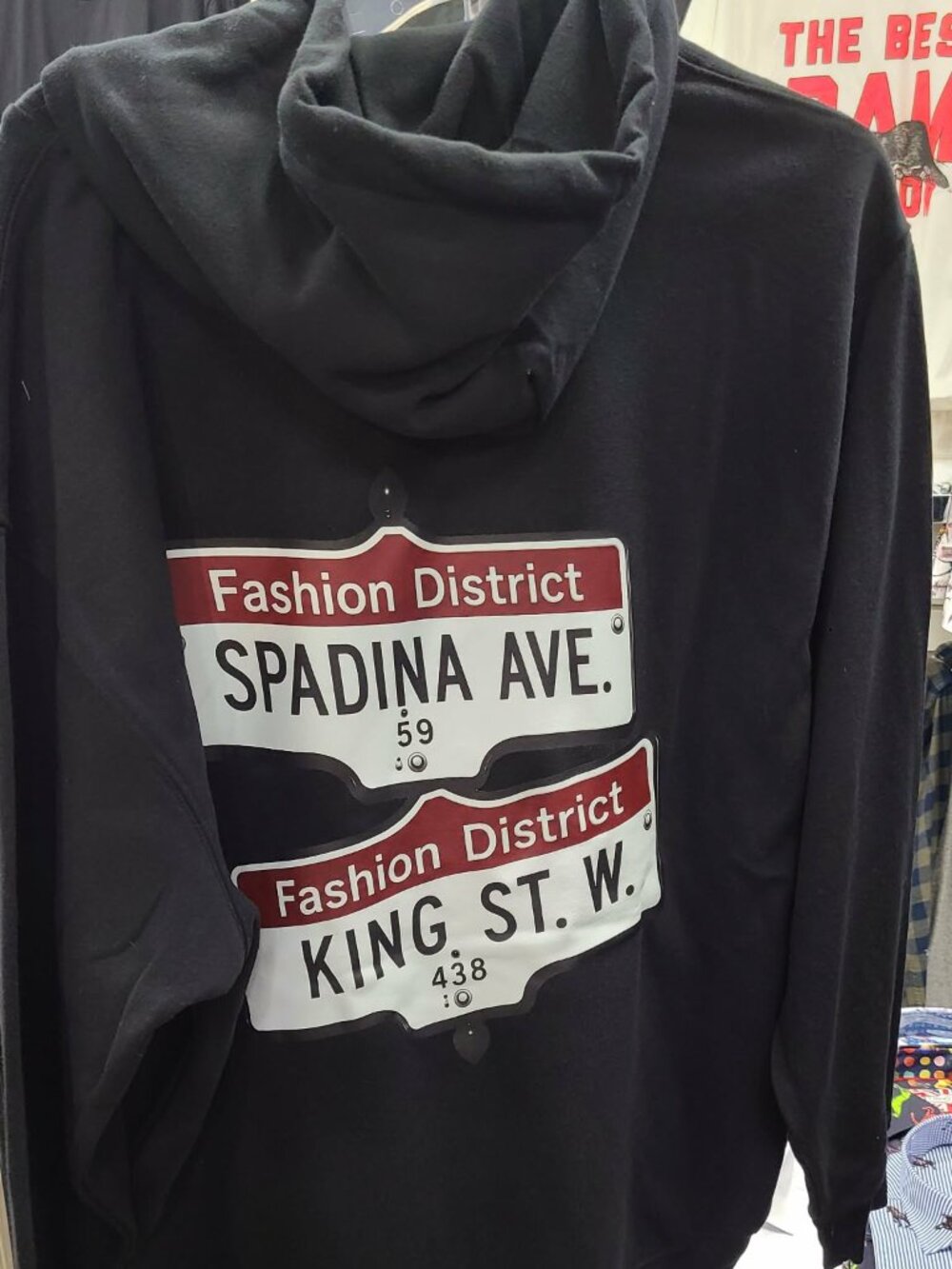 Spadina & King Toronto Street Signs Black Large Hoodie Front & Back